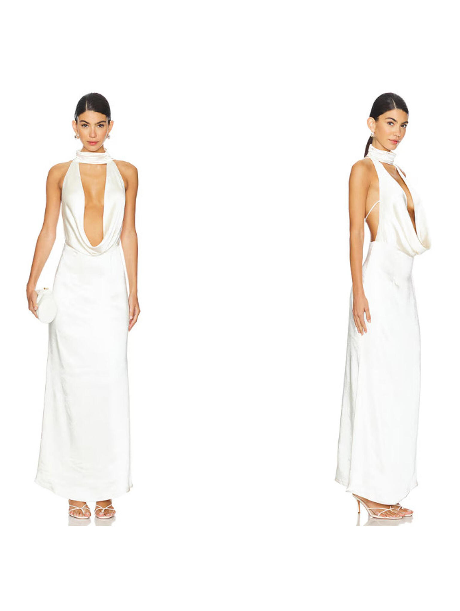 Revolve Elliatt Faith Maxi Dress Cream Open Front & Back Size M Nwt $228msrp
